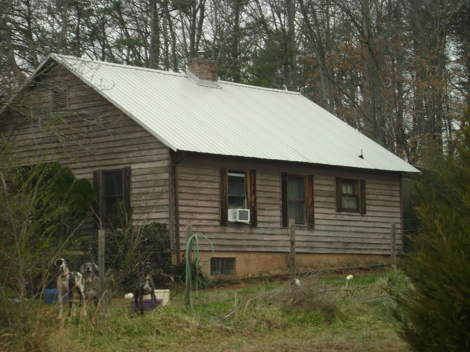White metal roof on an old wood sided farmhouse, from a Asphalt Shingle Roof Repair job in Sherwood
